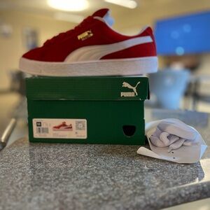 Puma Suede XL Red and White Suede Sneakers